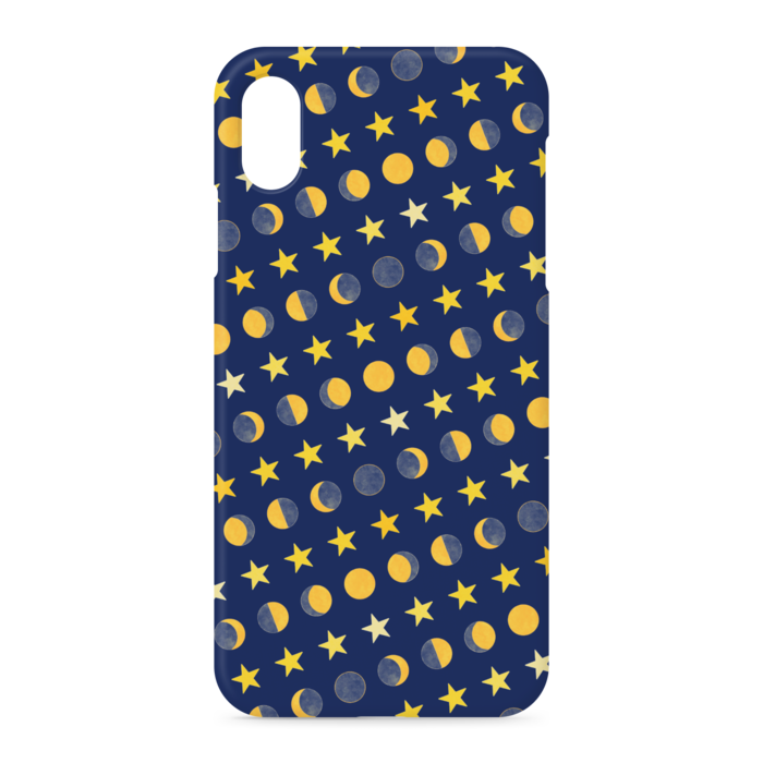iPhoneケース・月と星・紺:iPhone XSMax - 側面あり