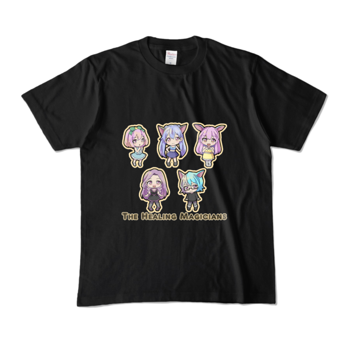 カラーTシャツ - M - 黒／カラー柄