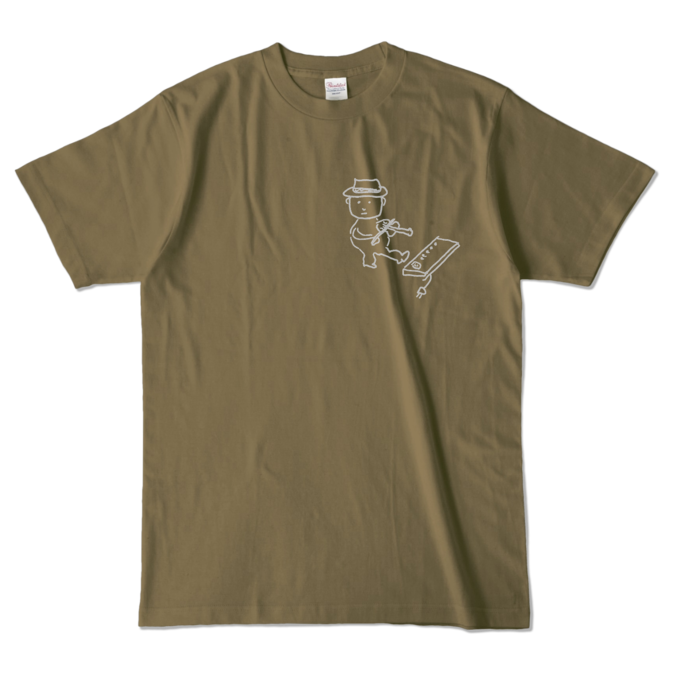 Tシャツ - L - オリーブ (濃色)-キャラ小