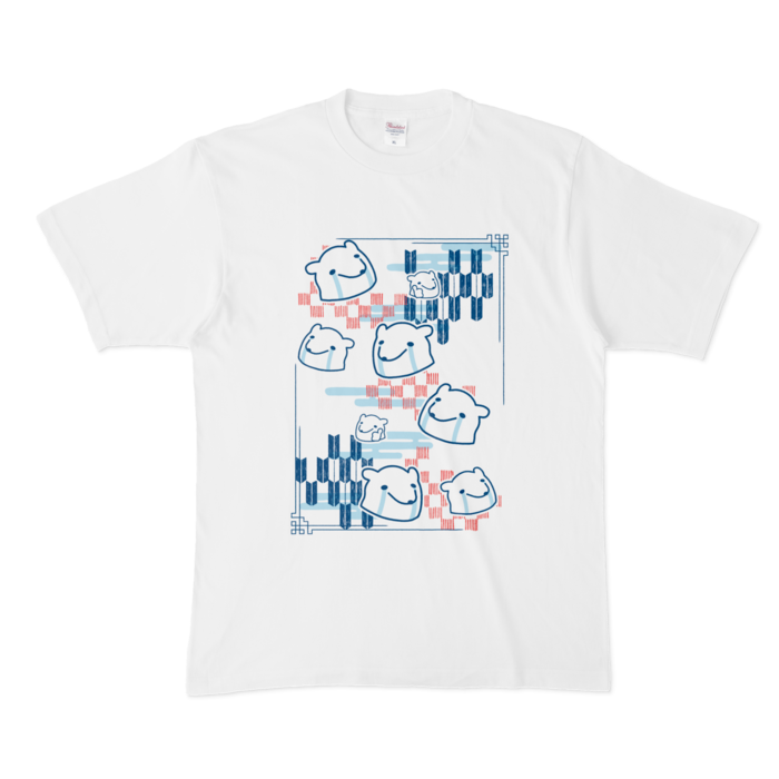 和柄くまぷTシャツ - XL - 白