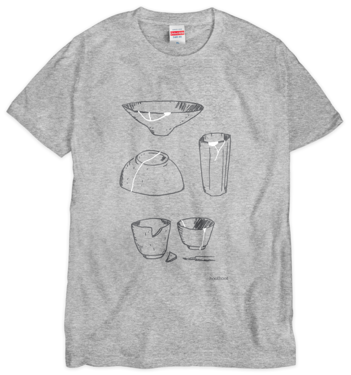 器の景色Tシャツ(シルクスクリーン印刷) - XL - 2色