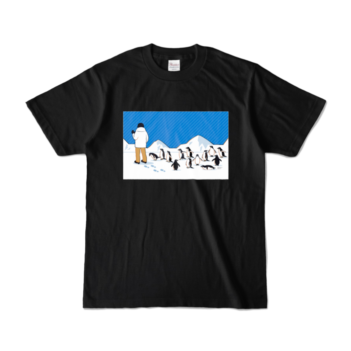 カラーTシャツ　青色×黒色　S
