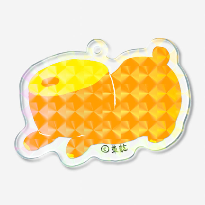 ②伸びをするホログラムアクリルキーホルダー - 50 × 50mm