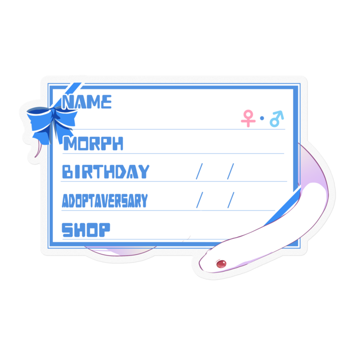 【🐍お名前ステッカー】カリキン(ブリザード) ‐リボン／ブルー(英語)