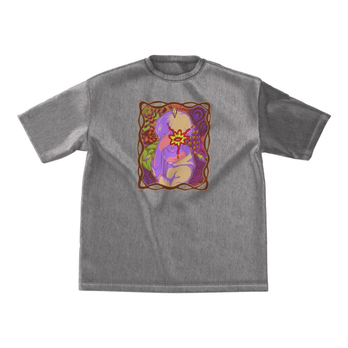 ビッグシルエットTシャツ - M - 正面 - ミックスグレー