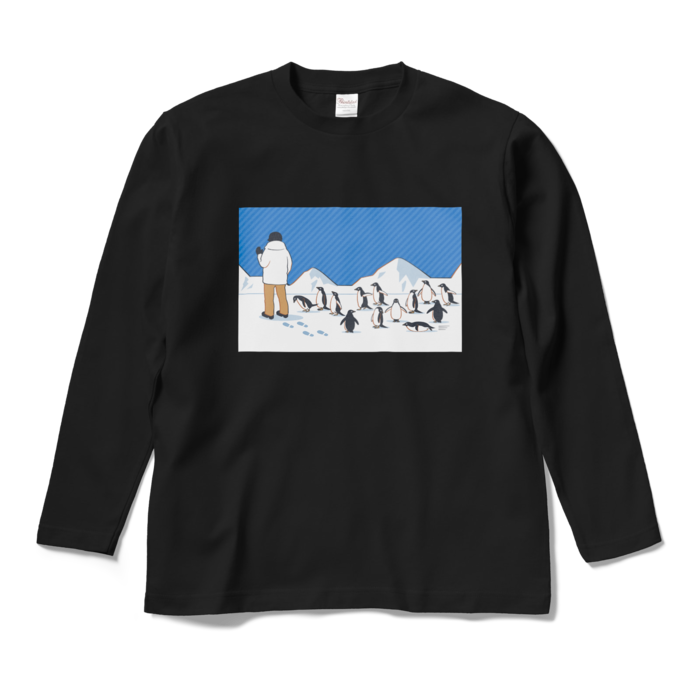 ロングスリーブTシャツ　青色×黒色　M