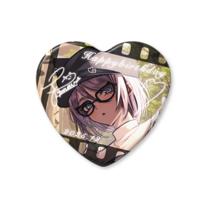 【A】 2025！Birthday記念ハート缶バッジ 57 × 52.5mm