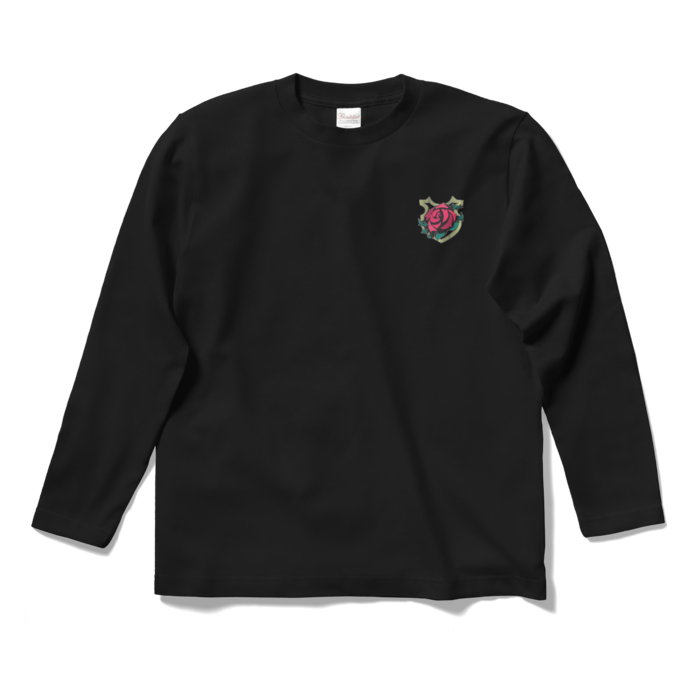 薔薇ワンポイントロングスリーブTシャツ - S - ブラック