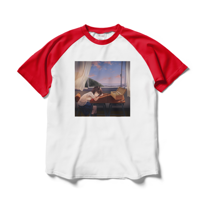 ラグランTシャツ - L - ホワイト×レッド