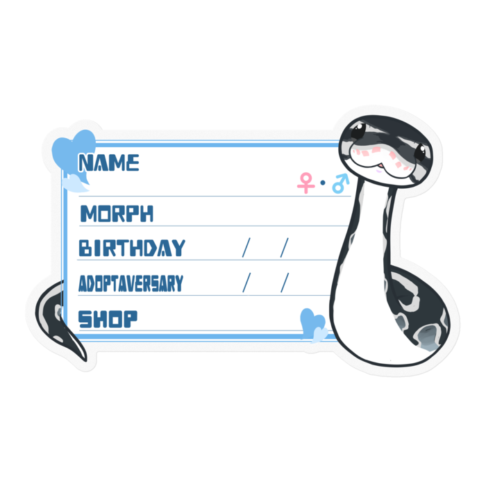 【🐍お名前ステッカー】ボールパイソン(アザン)-ハート／ブルー(英語)