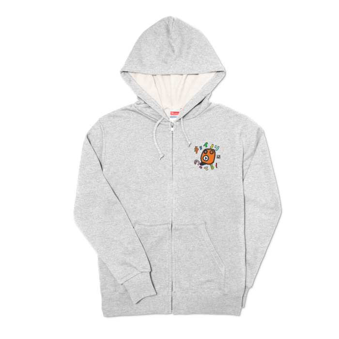 ジップパーカー - S - 杢グレー（オレンジ）