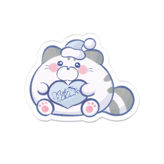 アクリルブローチ - 50 x 50 (mm)　うすいろホワイトちーくん