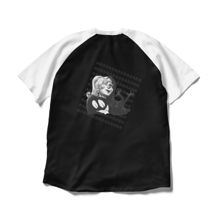 ラグランTシャツ - XL - ブラック×ホワイト