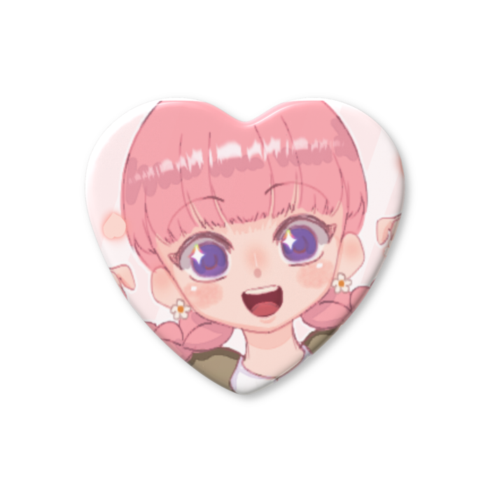 ハート缶バッジ - 57 × 52.5mm