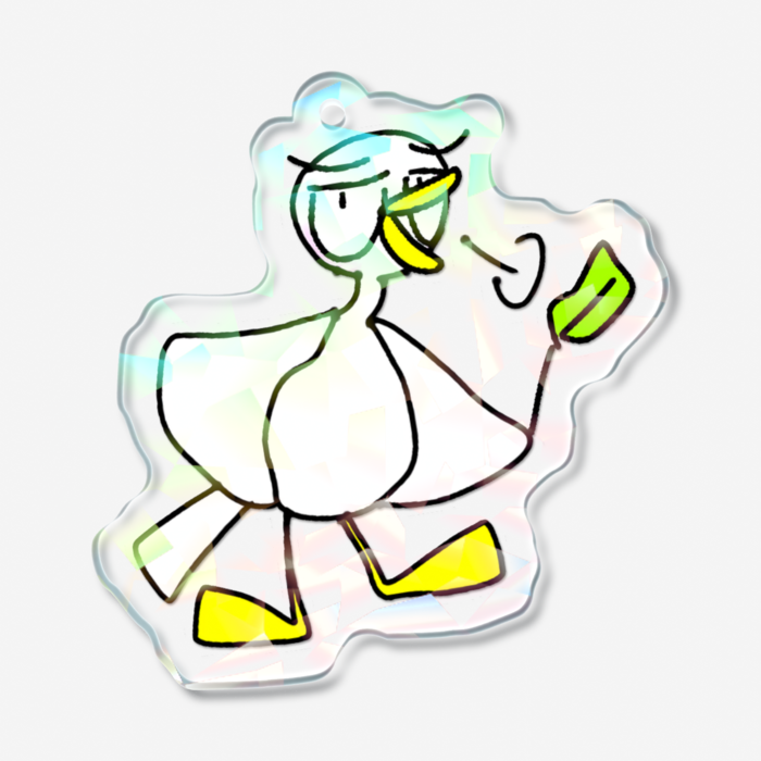 【12】アヒル(フウッ)・ホログラムアクリルキーホルダー - 50 × 50mm