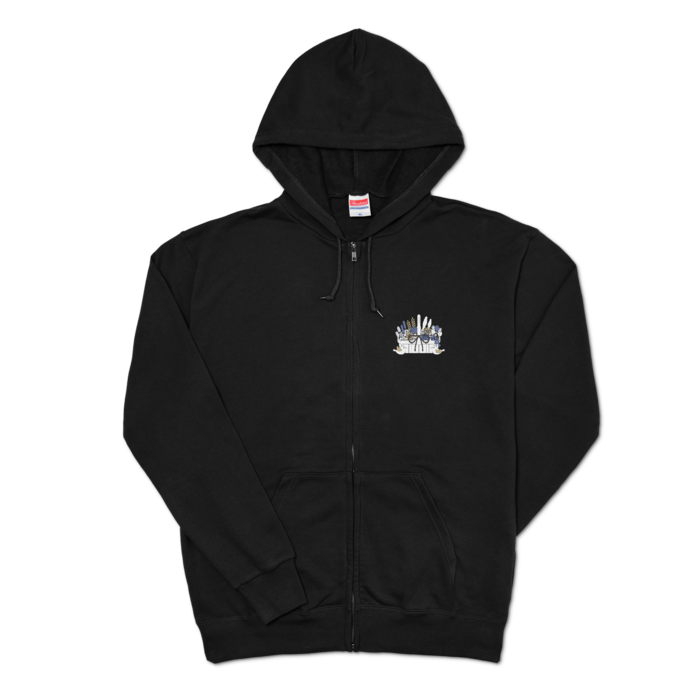 ジップパーカーA　黒色　XL