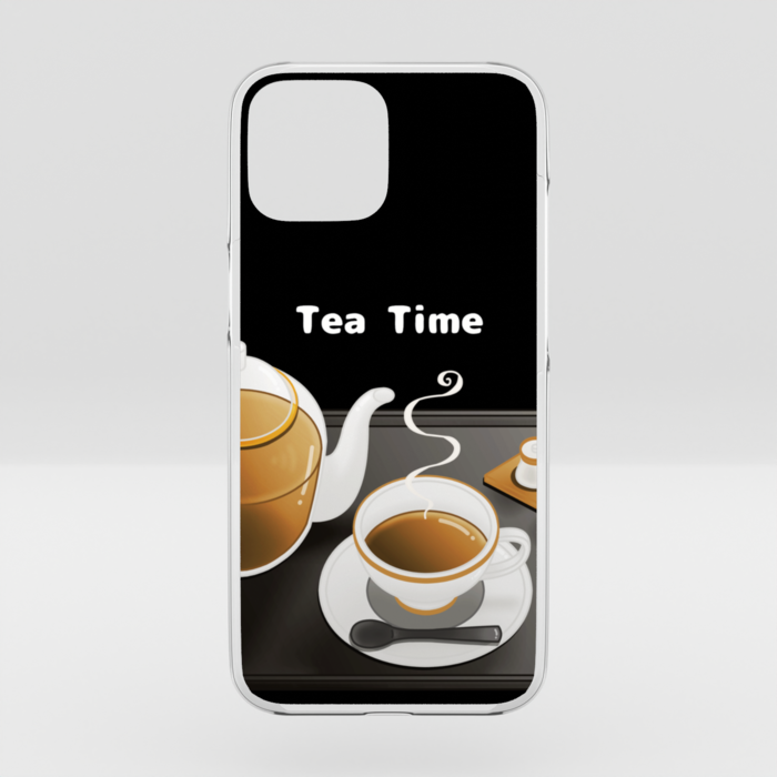 クリアiPhoneケース　紅茶×黒背景　iPhone 16