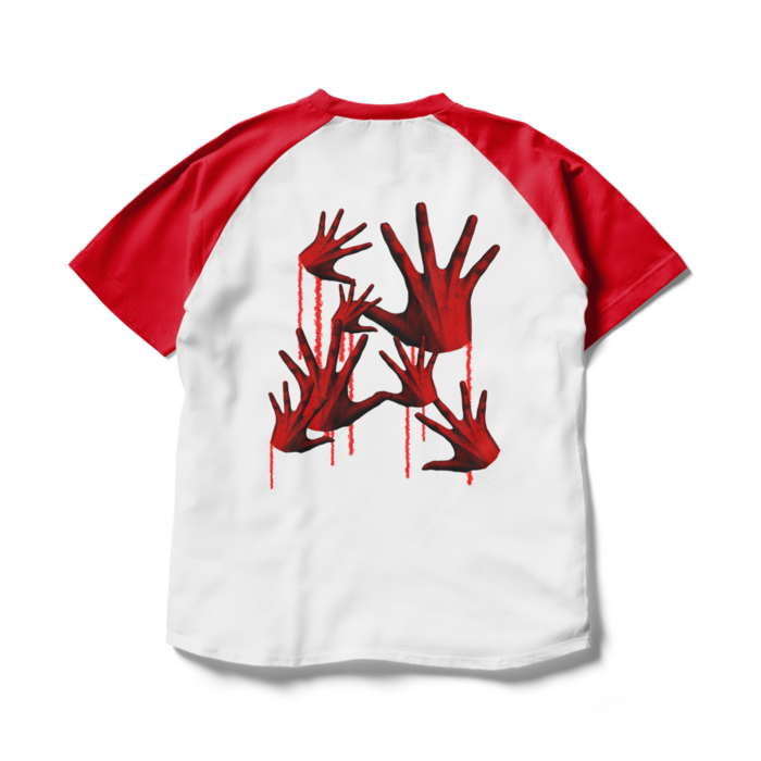 ラグランTシャツ - L - ホワイト×レッド