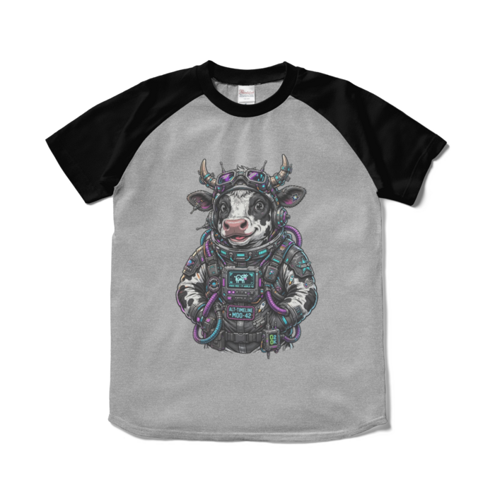 ラグランTシャツ - S - 杢グレー×ブラック