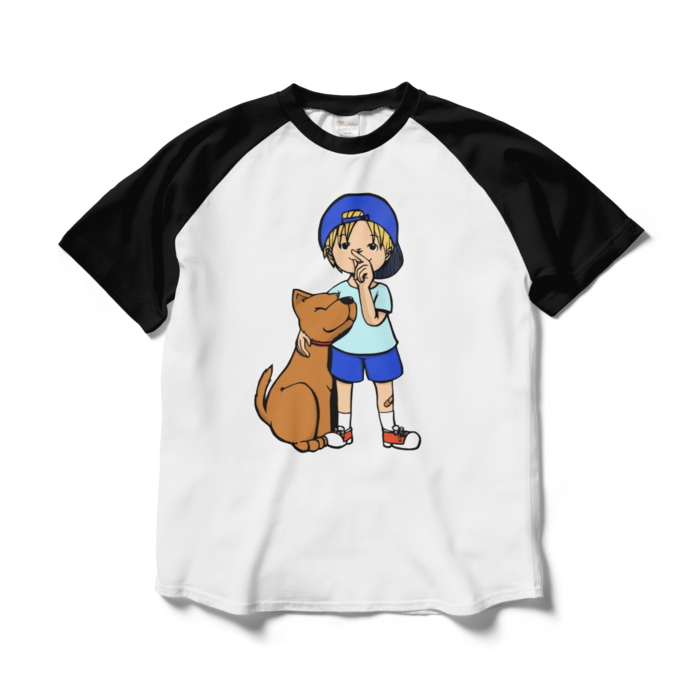ラグランTシャツ - L - ホワイト×ブラック