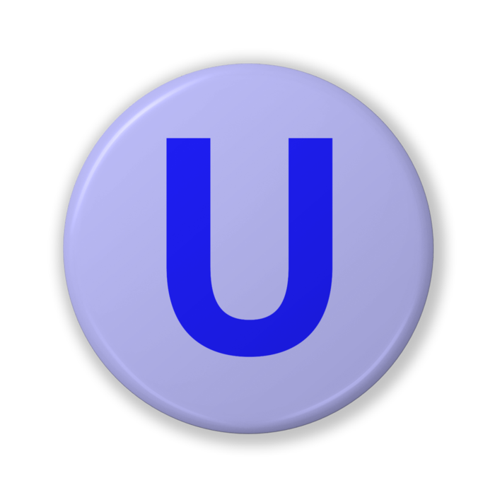 【U（ユー）】〈ブルー〉缶バッジ- 32mm
