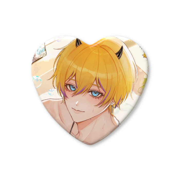 ハート缶バッジ - 57 × 52.5mm