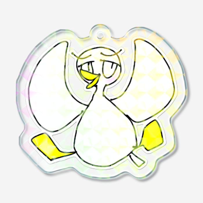 【13】アヒル(またな！)・ホログラムアクリルキーホルダー - 50 × 50mm