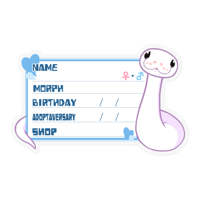 【🐍お名前ステッカー】ボールパイソン(スーパーファイア) ‐ハート/ブルー(英語)