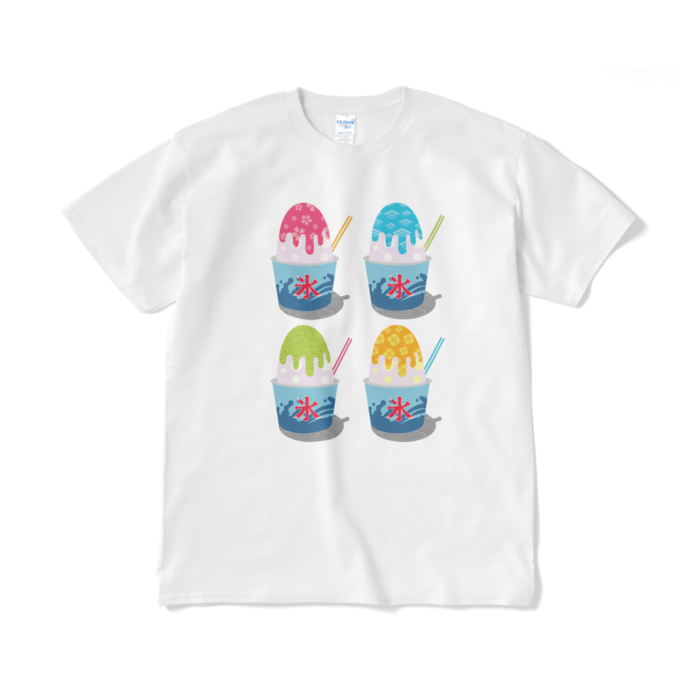 和柄かき氷Tシャツ（短納期） - XL - ホワイト