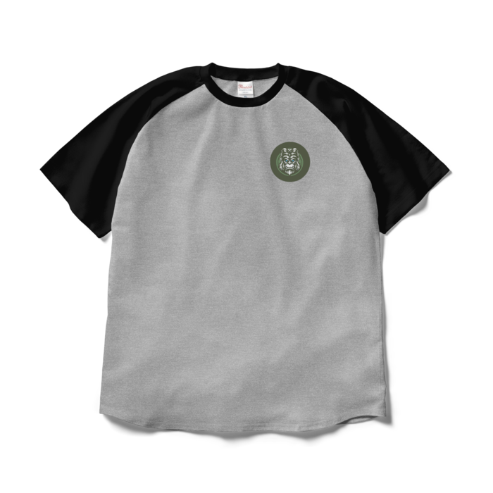 ラグランTシャツ - XL - 杢グレー×ブラック