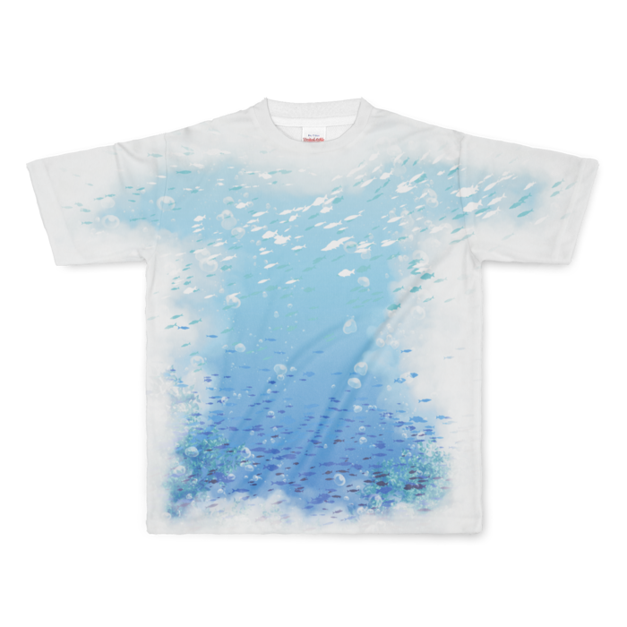 空色の海フルグラフィックTシャツ - L - 正面印刷のみ