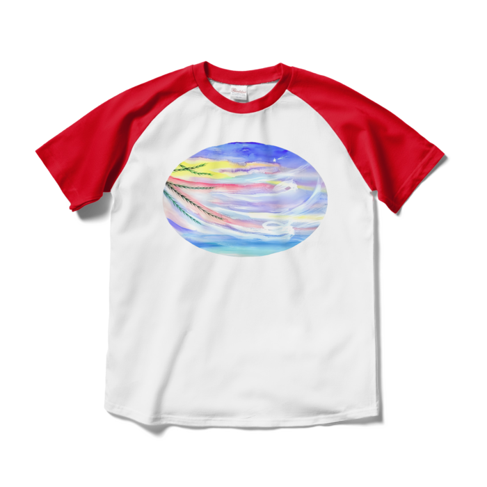 ラグランTシャツ - M - ホワイト×レッド