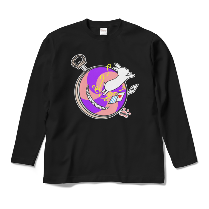 アリスのウサギロングTシャツ - M - ブラック