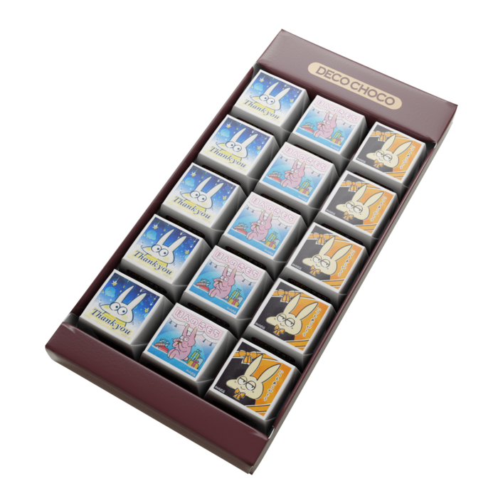 DECOチョコ - 列ごとにデザイン 15個入り