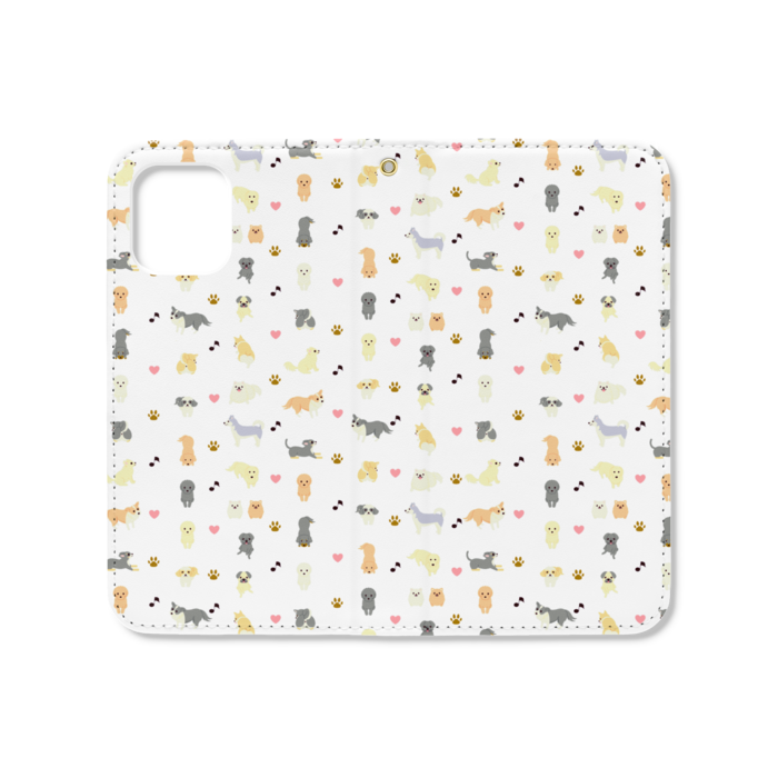 手帳型iPhoneケース iPhone 12mini ベルトなし+穴あり 白