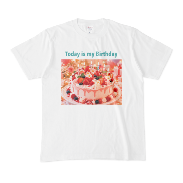 Tシャツ - M - 白- 青緑文字