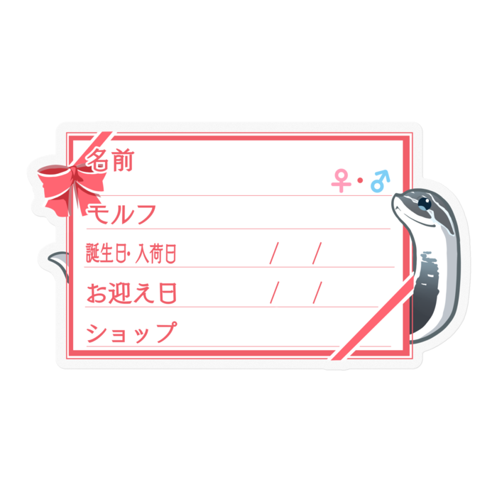 【🐍お名前ステッカー】シシバナ(アザンスーパーコンダ) ‐ リボン/ピンク