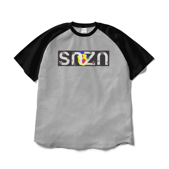 ラグランTシャツ - XL - 杢グレー×ブラック