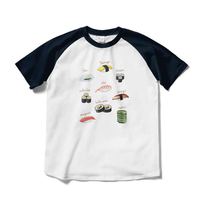 ラグランTシャツ - M - ホワイト×ネイビー