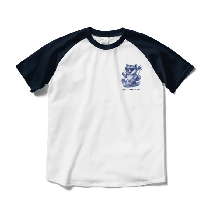 ラグランTシャツ - M - ホワイト×ネイビー