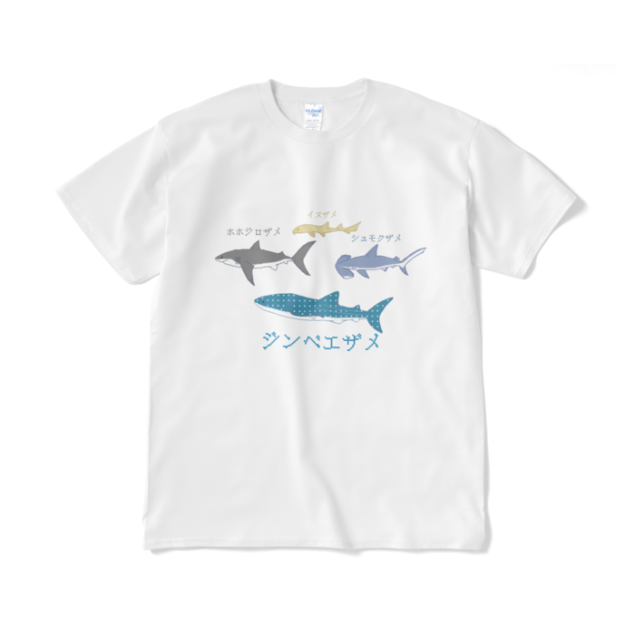 白 ドットサメ紹介Tシャツ(短納期) - XL - ホワイト