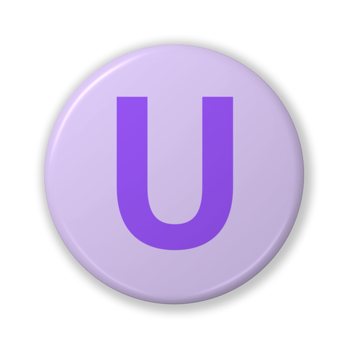 【U(ユー)】〈パープル〉缶バッジ- 32mm