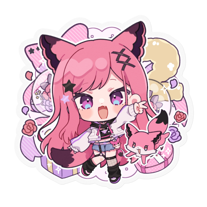 ステッカー2(耳ありクリアver)  - 100 x 100 (mm)