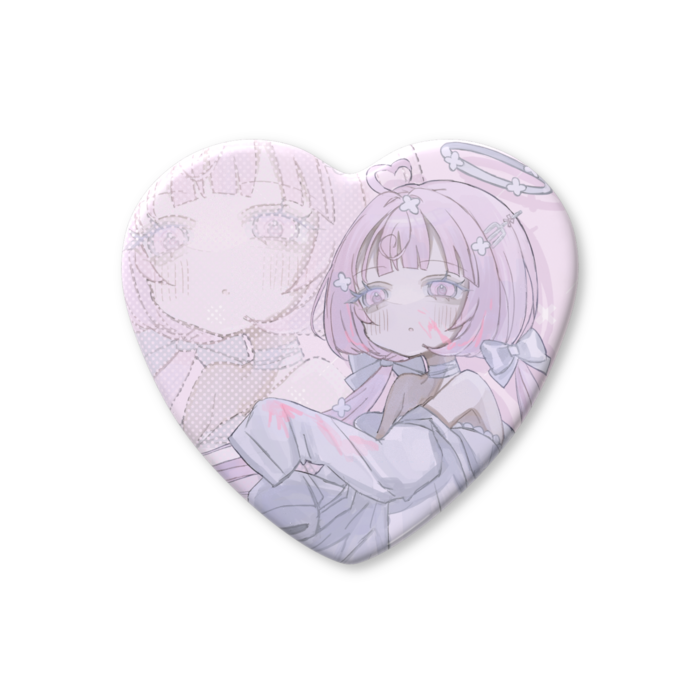 ハート缶バッジ - 57 × 52.5mm