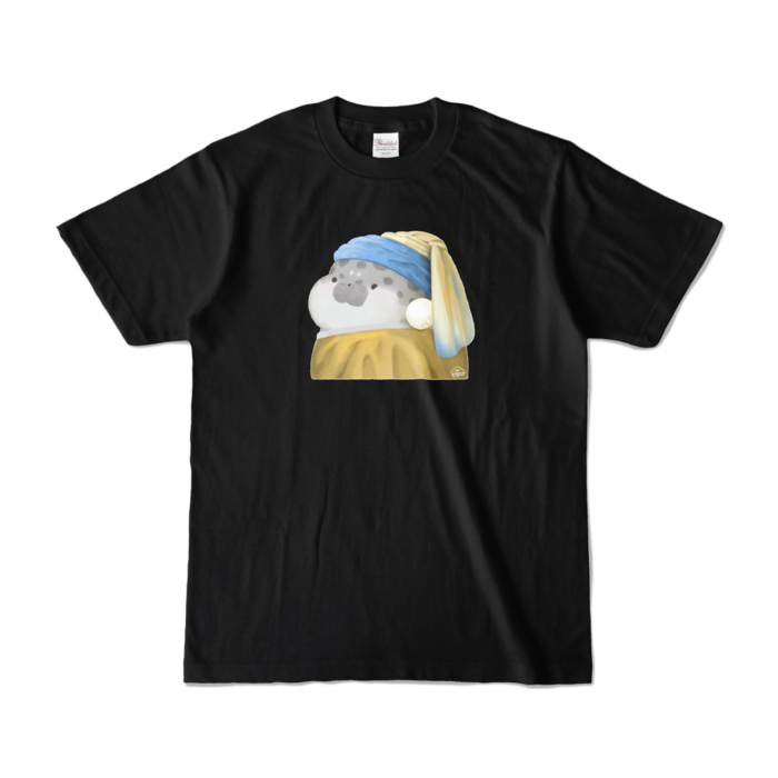 あざらし（グレー）カラーTシャツ - S - ブラック (濃色)(1)