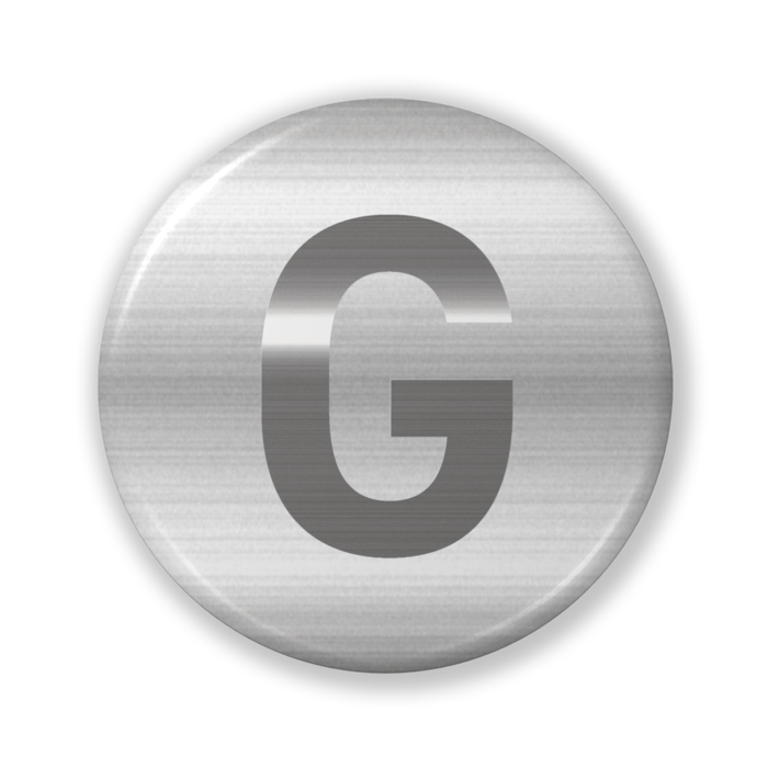 【G（ジー）】〈シルバーグラフィック〉缶バッジ- 32mm