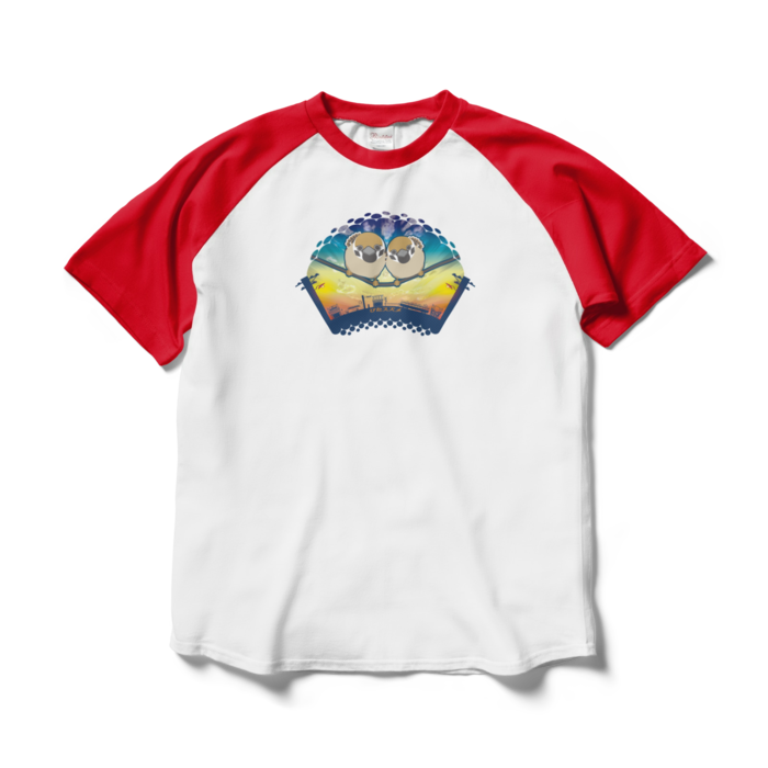 ラグランTシャツ - L - ホワイト×レッド