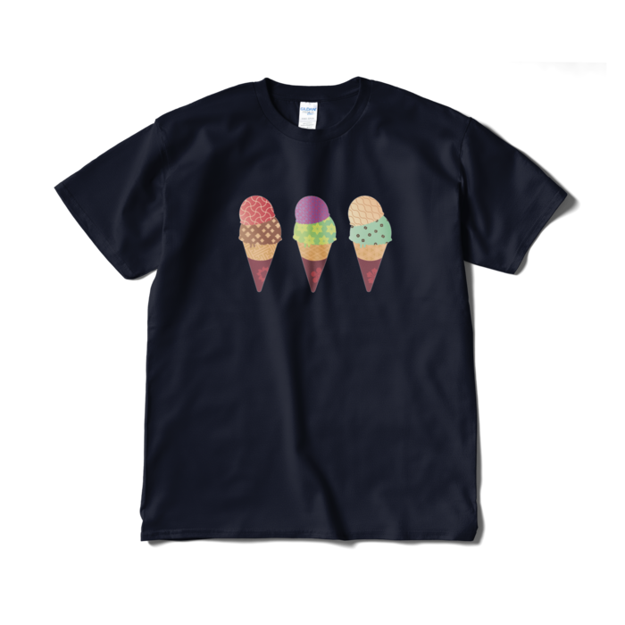 和柄アイスTシャツ(短納期) - XL - ネイビー