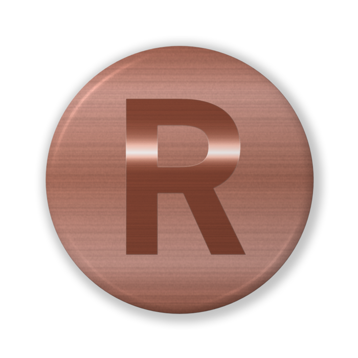 【R(アール)】〈ブロンズグラフィック〉缶バッジ- 32mm
