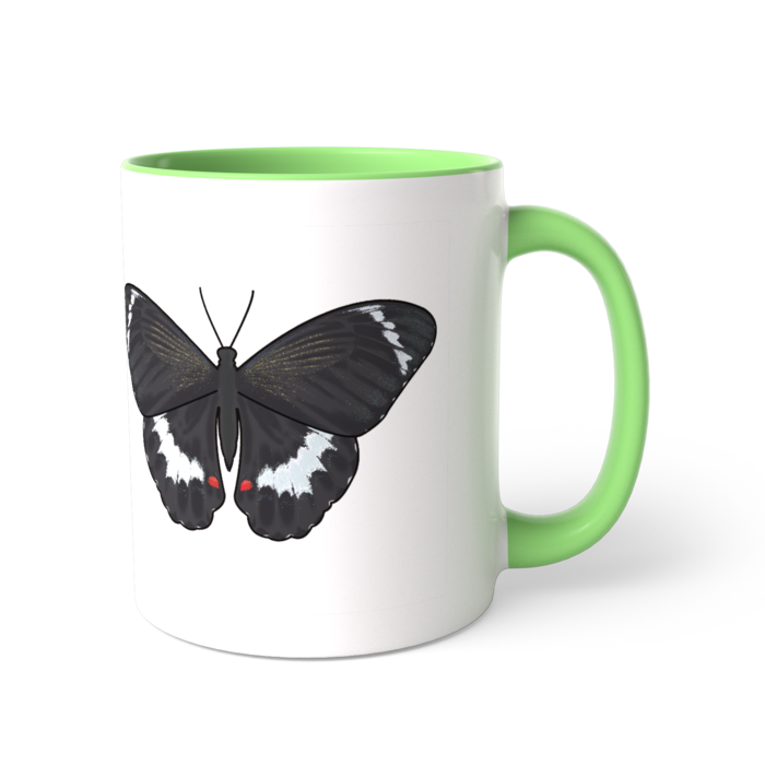 蝶柄マグカップ - ライトグリーン
